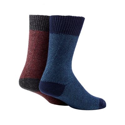 Pack of two multi-coloured cotton blend boot socks
